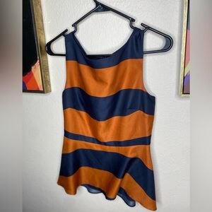 Stylish Orange and Navy Women's Peplum Top